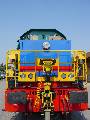 A brand new FS diesel shunter D146 2001 during a locomotive exhibition in Cremona station on May 18th, 2003.