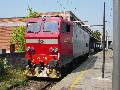 FS locomotive E636 284 during a locomotive exhibition in Cremona station on May 18th, 2003.
The train was rebuilt and repainted in this unusual fashion and livery after an accident.