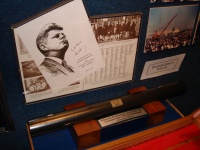 DSC01251 On the back, the ground-breaking for reactor N, in 1963, with an autograph of President Kennedy, which authorized it.
